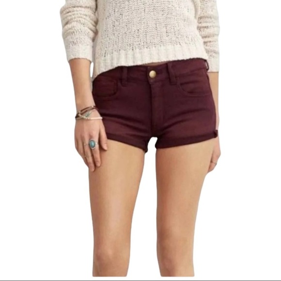 American Eagle Outfitters AE Burgundy High Rise Shortie Women's Shorts Size 6 - Picture 2 of 8